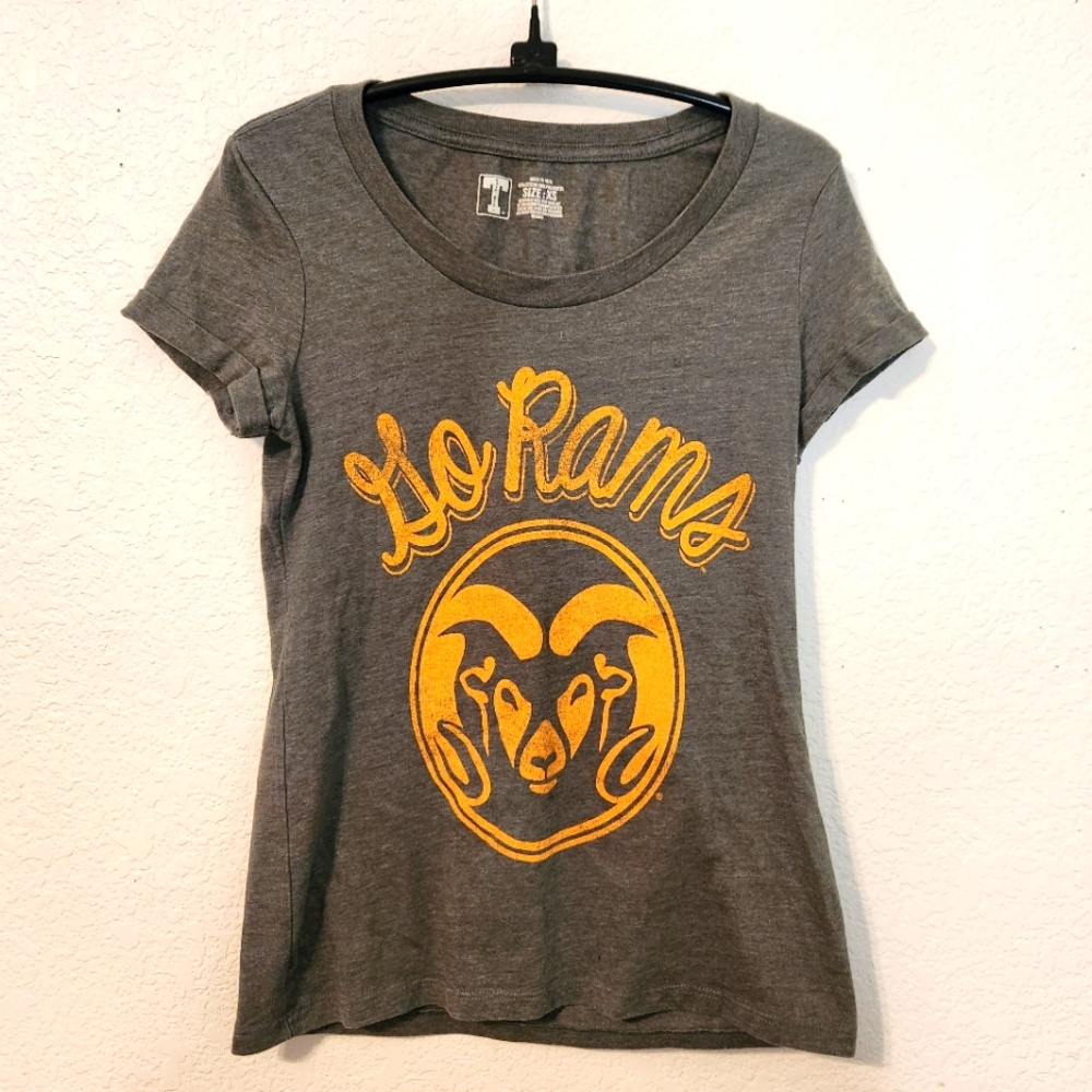 Colorado State Go Rams Green and Yellow Women's Top, Size XS